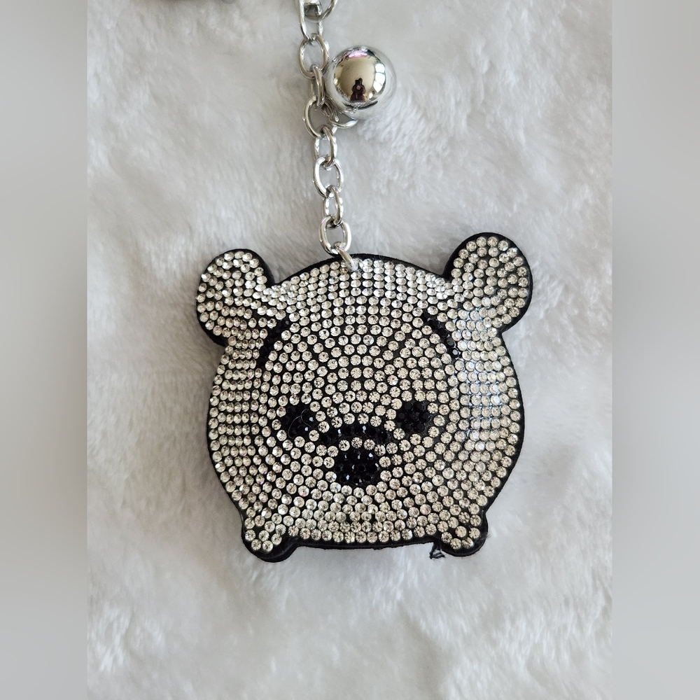 Winnie The Pooh Sparkling Silver Bear Keychain Bag Charm - Picture 2 of 3